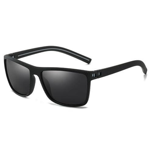 Zxarunas Bunte rechteckige Sonnenbrille, polarisierte Sport-Sonnenbrille, Retro-Brille mit Federdraht, geeignet for Radfahren und Reisen(Black+gray) von Zxarunas