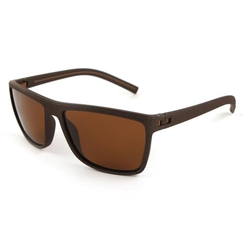 Zxarunas Bunte rechteckige Sonnenbrille, polarisierte Sport-Sonnenbrille, Retro-Brille mit Federdraht, geeignet for Radfahren und Reisen(Bruin) von Zxarunas