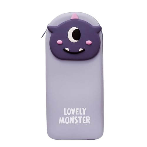 Zxarunas federtasche Federmäppchen, Silikon, große Kapazität, 3D-Motiv „Lovely Monsters“, Compatible with den Schulanfang Jungen und Mädchen im Teenageralter mäppchen(Light Purple) von Zxarunas