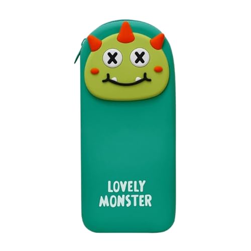 Zxarunas federtasche Federmäppchen, Silikon, große Kapazität, 3D-Motiv „Lovely Monsters“, Compatible with den Schulanfang Jungen und Mädchen im Teenageralter mäppchen(Groen) von Zxarunas