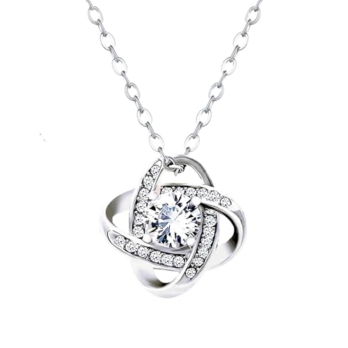 Zxarunas Halskette Modische Halskette mit Anhänger Schlüsselbeinkette vierblättriges Kleeblatt mikroeingelegte das beste Geburtstagsgeschenk Compatible with Frauen Halskette Damen(Silver,Basic style) von Zxarunas