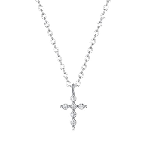 Zxarunas Halskette S925 Silver Pendant Necklace with Moissanite Women's Cross Clavicle Chain Exquisite and Fashionable Women's Accessories Gift Halskette Damen von Zxarunas