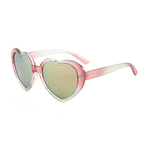 Zxarunas Herzförmige polarisierte Sonnenbrille, verträumte Persönlichkeitssonnenbrille, geeignet als modisches Geschenk for Verwandte und Freunde(Light green+pink) von Zxarunas