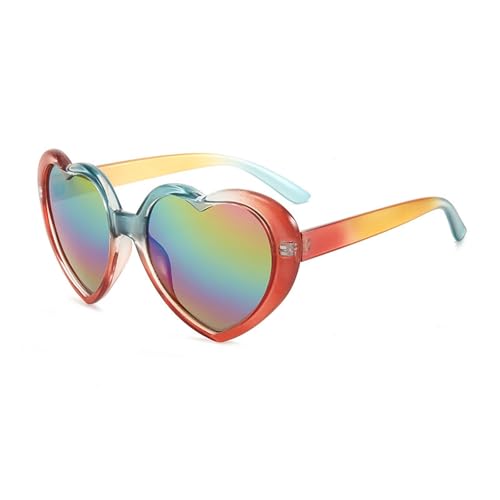 Zxarunas Herzförmige polarisierte Sonnenbrille, verträumte Persönlichkeitssonnenbrille, geeignet als modisches Geschenk for Verwandte und Freunde(Rainbow+colorful) von Zxarunas