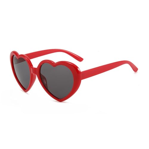Zxarunas Herzförmige polarisierte Sonnenbrille, verträumte Persönlichkeitssonnenbrille, geeignet als modisches Geschenk for Verwandte und Freunde(Red+gray) von Zxarunas