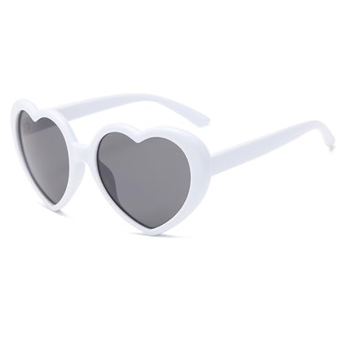 Zxarunas Herzförmige polarisierte Sonnenbrille, verträumte Persönlichkeitssonnenbrille, geeignet als modisches Geschenk for Verwandte und Freunde(White+gray) von Zxarunas