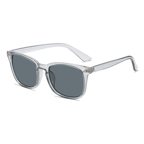 Zxarunas Klassische Sonnenbrille mit UV-Schutz. Einfache und stilvolle leichte Sonnenbrillen können als Geschenk an Verwandte und Freunde gegeben werden(Transparent gray+gray) von Zxarunas