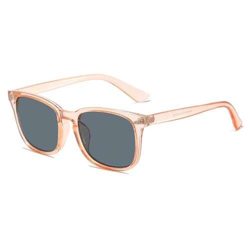 Zxarunas Klassische Sonnenbrille mit UV-Schutz. Einfache und stilvolle leichte Sonnenbrillen können als Geschenk an Verwandte und Freunde gegeben werden(Transparent pink+gray) von Zxarunas