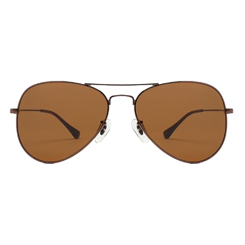 Zxarunas Klassische polarisierte Sonnenbrille mit Metallrahmen, Glaslinsen, UV400-Schutz, geeignet for Autofahren, Angeln und als Sonnenschutz(Bruin) von Zxarunas