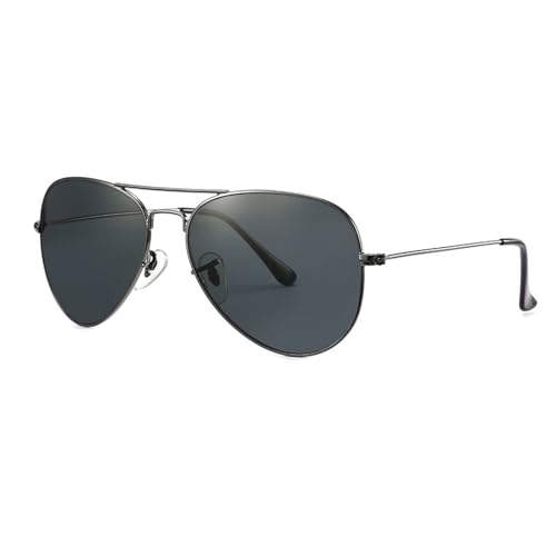 Zxarunas Klassische polarisierte Sonnenbrille mit Metallrahmen, Glaslinsen, UV400-Schutz, geeignet for Autofahren, Angeln und als Sonnenschutz(Gunmetal+Gray) von Zxarunas