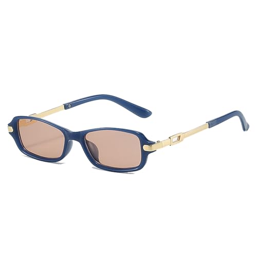 Zxarunas Kleine Sonnenbrille mit quadratischem Rahmen, Retro-Persönlichkeit, Hip-Hop-Sonnenbrille, geeignet als tolles Geschenk for Freunde und Verwandte(Blue gold+light tea) von Zxarunas