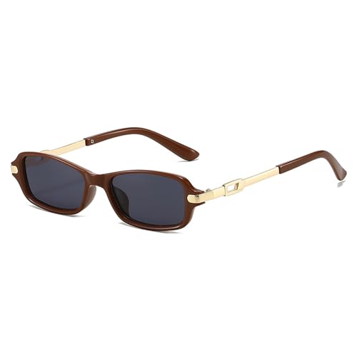 Zxarunas Kleine Sonnenbrille mit quadratischem Rahmen, Retro-Persönlichkeit, Hip-Hop-Sonnenbrille, geeignet als tolles Geschenk for Freunde und Verwandte(Tea gold+black gray) von Zxarunas