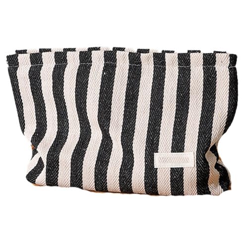 Zxarunas Kosmetiktasche Gestreifte Leinwand Make -up -Beutel tragbare Kupplungsbeutel Reisezipper -Organizer -Tasche können Kosmetik -Hautpflegeprodukt Toilettenartikel speichern Kosmetiktasche Reise von Zxarunas