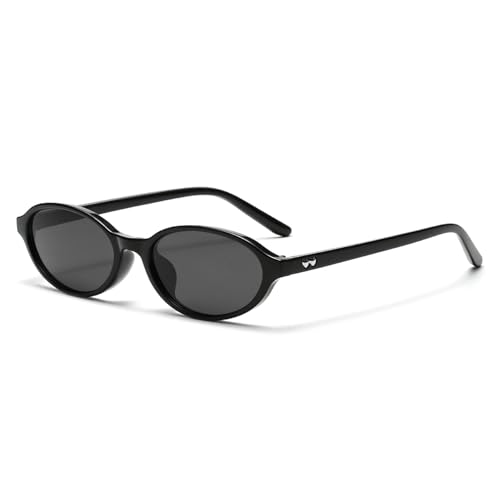 Zxarunas Ovale Retro-Sonnenbrillen. Klassische Sonnenbrillen mit kleinem Rahmendesign können als exquisite Geschenke for Verwandte und Freunde verschenkt werden.(Black+dark gray) von Zxarunas