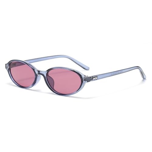 Zxarunas Ovale Retro-Sonnenbrillen. Klassische Sonnenbrillen mit kleinem Rahmendesign können als exquisite Geschenke for Verwandte und Freunde verschenkt werden.(Blue+pink) von Zxarunas