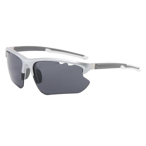 Zxarunas PC Polarisierte Sonnenbrille Outdoor-Sport-Sonnenbrille Sonnenschutz Geeignet for Radfahren Bergsteigen Angeln Golf(Silver+gray) von Zxarunas