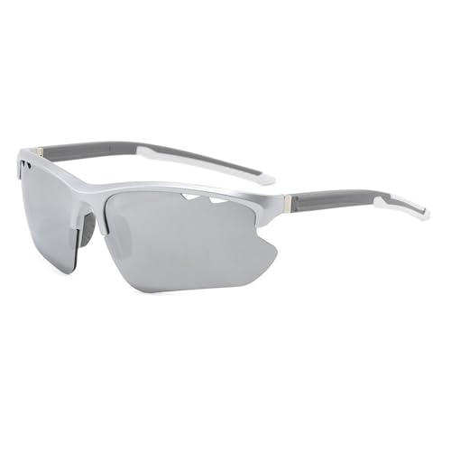 Zxarunas PC Polarisierte Sonnenbrille Outdoor-Sport-Sonnenbrille Sonnenschutz Geeignet for Radfahren Bergsteigen Angeln Golf(Silver+silver) von Zxarunas