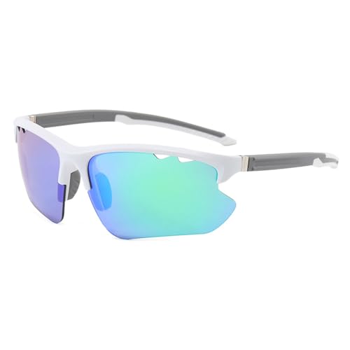 Zxarunas PC Polarisierte Sonnenbrille Outdoor-Sport-Sonnenbrille Sonnenschutz Geeignet for Radfahren Bergsteigen Angeln Golf(White+green) von Zxarunas