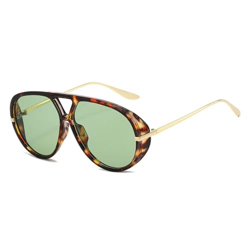 Zxarunas Runde Retro-Sonnenbrille mit großem Rahmen und dicker Umrandung, Froschspiegel, UV-Schutz, geeignet for Straßenfotografie und Modenschauen(Tortoise+Green) von Zxarunas