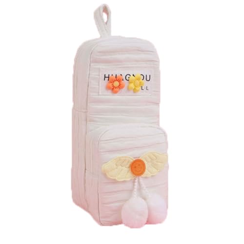 Zxarunas federtasche Federmäppchen mit Schulbeginn, 3D-Big-Bleistifttasche, Beutelbox, Organizer, Stifteetui mit Griffen, ästhetisches Zubehör Compatible with Mädchen mäppchen(Blanc) von Zxarunas