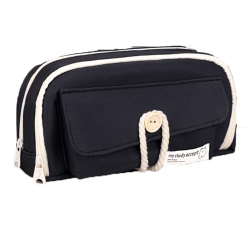 federtasche Federmäppchen mit großem Fassungsvermögen Compatible with den Schulanfang, mehrlagige Schreibwarentasche, einfaches Federmäppchen zur Aufbewahrung kleiner Schreibwaren mäppchen(Svart) von Zxarunas