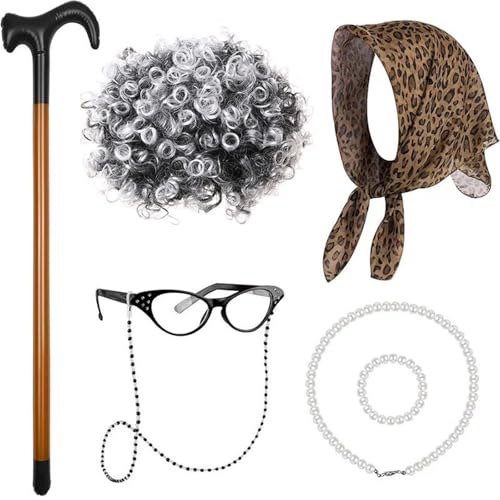 100 Jahre Outfit Cosplay Wigs Girls Realistic Old Lady Wigs Kinder Rollenspiel Für Bühnenaufführungen Und Partys von Zxfdsfdbnm