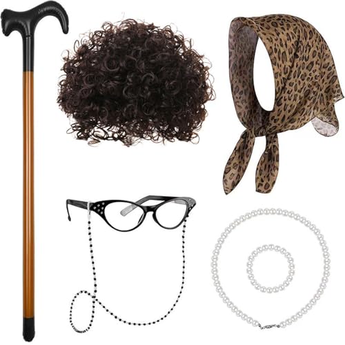 100 Jahre Outfit Cosplay Wigs Girls Realistic Old Lady Wigs Kinder Rollenspiel Für Bühnenaufführungen Und Partys von Zxfdsfdbnm