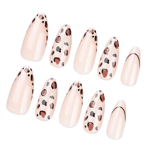 24 Pcs Presse Auf Nägeln Französische Spitze Mandelform Falsche Nägel Mit Tierischen Punkten Muster Designs Kleber Auf Nägeln Für Frauen 24 Pcs Presse Auf Nägeln Französische Spitze Mandelform Falsche Nägel Mit Tierischen Punkten Muster Designs Kleber Auf Nägeln Für Frauen von Zxfdsfdbnm