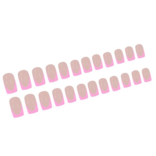 24 Stück Kurze Quadratische Künstliche Nägel Mit Französischer Spitze Vollständige Abdeckung Zum Aufkleben Auf Die Nägel Einfaches Aufdrücken Der Nägel Für Frauen Und Mädchen von Zxfdsfdbnm