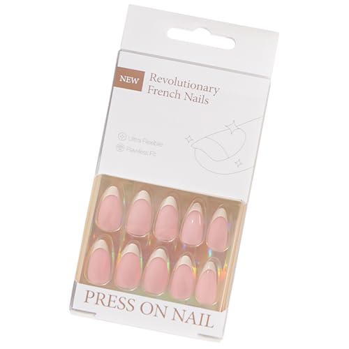 30-teiliges Press On Nägel Mandel Mitte Kunstnägel Acryl Falschnägel Set Mit Französischer Spitze Zum Aufkleben Auf Den Nägeln Für Frauen Und Mädchen von Zxfdsfdbnm