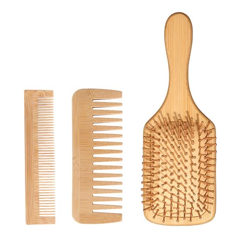 3pcs Nachhaltiger Bambus Haarpflegemittel Set Gentle Entspannungsbürste Und Kamm Für Frauen Und Männer Glattes Haar von Zxfdsfdbnm