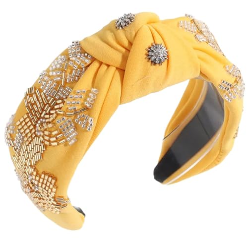 Geknotetes Stirnband für Damen, Strass, Perlen, Haarband, Frühling, breiter Haarreif, Turban, Haarband, Mädchen, Gesicht, Waschen von Zxfdsfdbnm