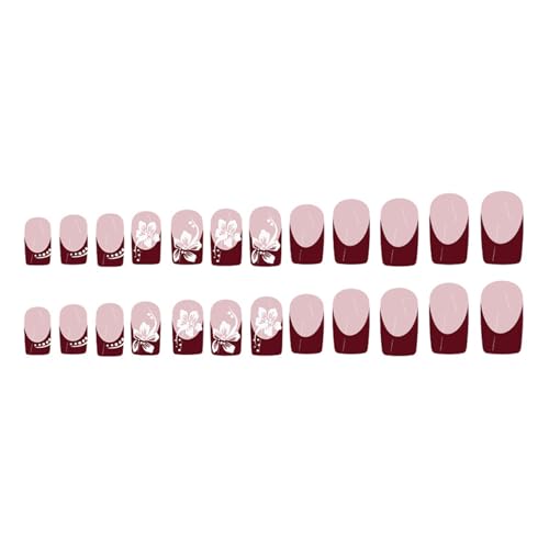 Glänzende quadratische Kunstnägel, kurze Länge, Blumendesign, zum Aufdrücken, vollständige Abdeckung, Acryl, Kunstnägel-Set für Frauen Glänzende quadratische Kunstnägel, kurze Länge, Blumendesign, zum Aufdrücken, vollständige Abdeckung, Acryl, Kunstnägel-Set für Frauen von Zxfdsfdbnm