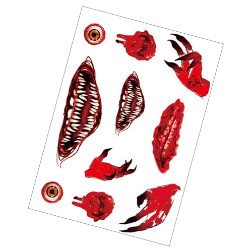 Halloween Aufkleber Vorübergehende Tätowierte Aufkleber Für Kinder Jungen Mädchen Frauen Männer Cosplay Gruselige Blutige Wundaufkleber von Zxfdsfdbnm