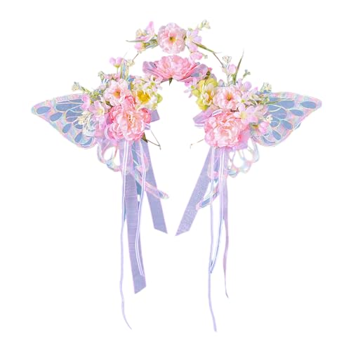 Handgefertigter 3D Blumenkranz Brautkopf Reifen Mit Schmetterlings Und Quasten Designs Für Hochzeit Und Fotografie von Zxfdsfdbnm