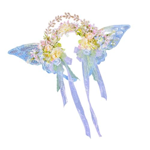 Handgefertigter 3D Blumenkranz Brautkopf Reifen Mit Schmetterlings Und Quasten Designs Für Hochzeit Und Fotografie von Zxfdsfdbnm