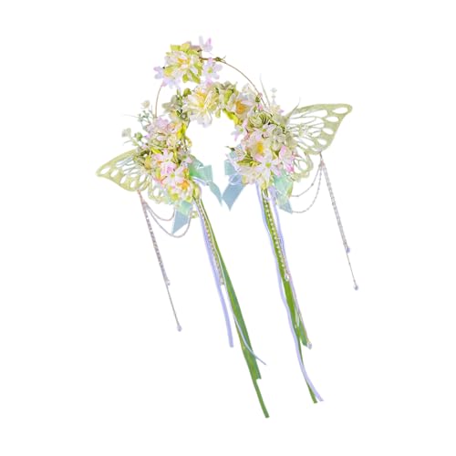 Handgefertigter 3D Blumenkranz Brautkopf Reifen Mit Schmetterlings Und Quasten Designs Für Hochzeit Und Fotografie von Zxfdsfdbnm