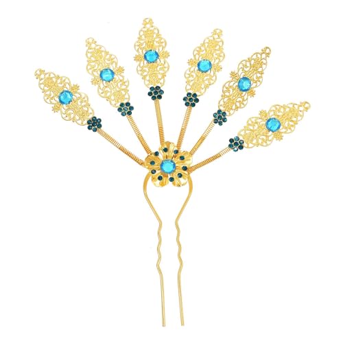 Luxuriöse thailändische ethnische Pfauenblatt-Haarspange verziert mit Strasssteinen für Partys von Zxfdsfdbnm