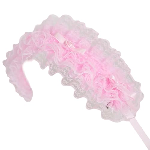 Mädchen Rüschen Band Kopfbedeckung Schleifen Spitzenbesatz Cosplay Stirnbänder Dienstmädchen Volant Rosette Ornamente von Zxfdsfdbnm