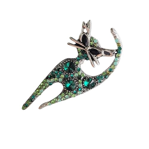 Sparkling Strasssteine ​​Katzen Brosche Stecknadel Animal Geformtes Reversabzeichen Stylish Strepin Accessoire Für Partys Und Tägliche Verschleiß von Zxfdsfdbnm