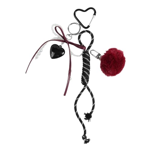 Zxfdsfdbnm Einzigartiger Weinrotes Rotes Garn Herz Bowknot Keyring Vintage Süßer Cooler Schlüsselbund Stylish Car Key Rings Accessoire Für Trendige Frauen von Zxfdsfdbnm