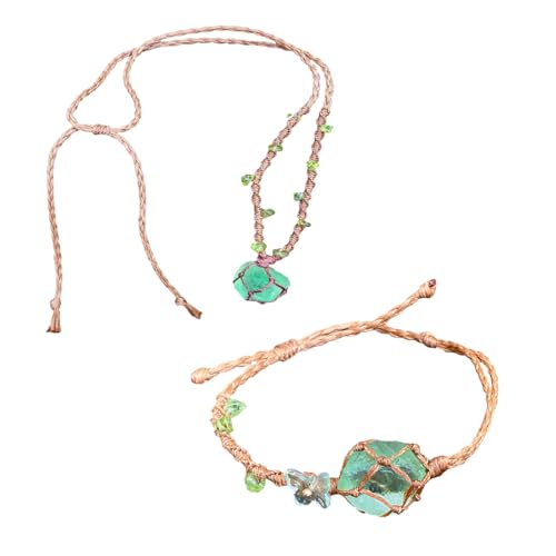 Zxfdsfdbnm Einzigartiges, handgefertigtes Armband-Halskette, handgefertigte Edelsteine, Netzbeutel und Halsketten-Set für Mode-Enthusiasten von Zxfdsfdbnm