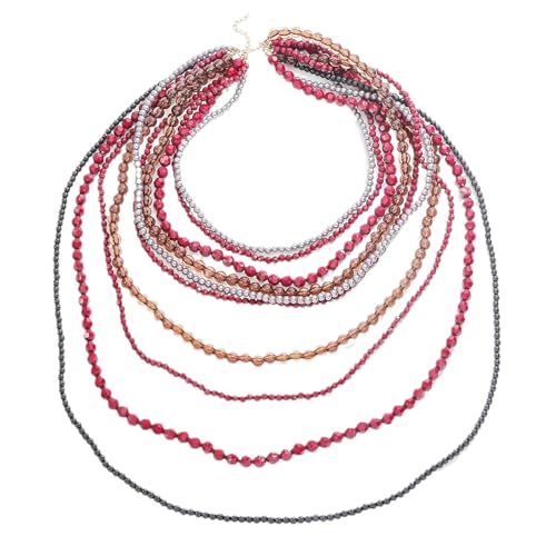 Zxfdsfdbnm Elegante, handgefertigte Perlen-Halskette, handgefertigt, mehrlagige Perlen-Halskette, Schmuck für Frauen, trendiger Urlaubs- und Party-Look von Zxfdsfdbnm