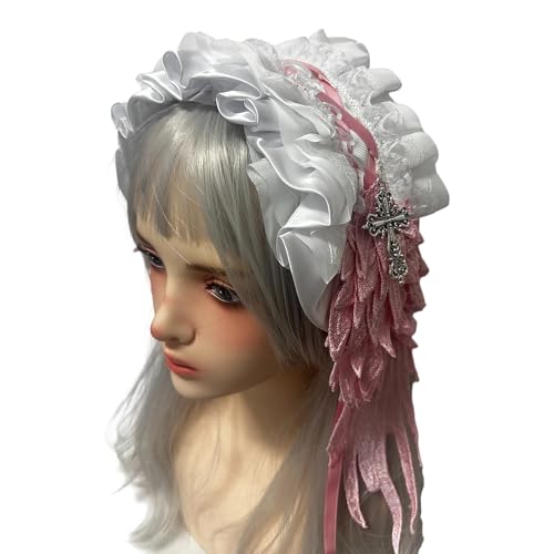 Zxfdsfdbnm Elegantes Schwarzes Gotisches Stirnband Mit Komplizierten Spitzenmustern Und Verzierten Metallkreuzen Gothic Spitzen Haarzubehör von Zxfdsfdbnm