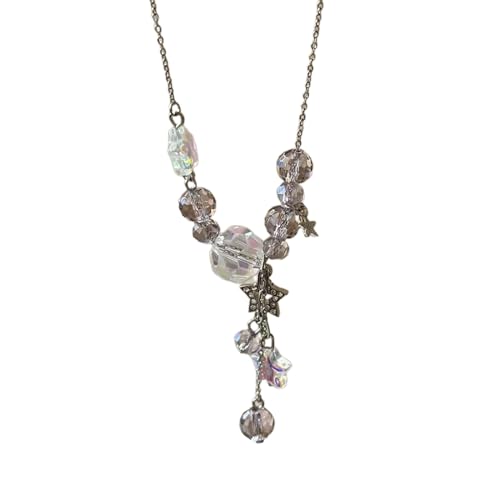 Zxfdsfdbnm Halskette mit Kristallperlen, Quasten, Stern-Anhänger, modische Schlüsselbeinkette, Statement-Halsband, Schmuck, verstellbares Halsband von Zxfdsfdbnm