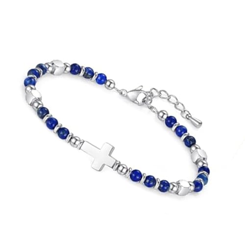 Zxfdsfdbnm Handgefertigte runde Perlen religiöse Naturstein-Armreifen Stein Geschenk für Damen und Herren von Zxfdsfdbnm