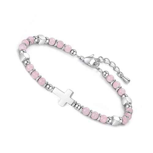 Zxfdsfdbnm Handgefertigte runde Perlen religiöse Naturstein-Armreifen Stein Geschenk für Damen und Herren von Zxfdsfdbnm