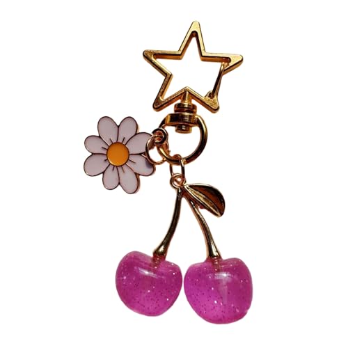 Zxfdsfdbnm Kirschen Und Blütenschlüsselkäse Charm Fruchtform Schlüsselanhänger Trendy Key Handtasche Accessoire Für Frauen Mädchen von Zxfdsfdbnm