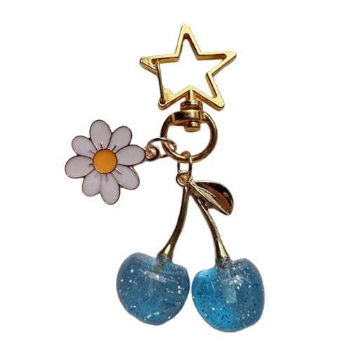 Zxfdsfdbnm Kirschen Und Blütenschlüsselkäse Charm Fruchtform Schlüsselanhänger Trendy Key Handtasche Accessoire Für Frauen Mädchen von Zxfdsfdbnm