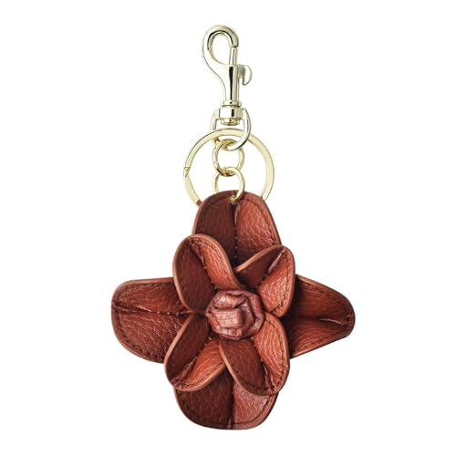 Zxfdsfdbnm Mode PU Lederblumen Schlüsselhalter Mit Legierungsringen Camellias Anhänger Keychain Accessoires Für Pendeln Und Reisen von Zxfdsfdbnm